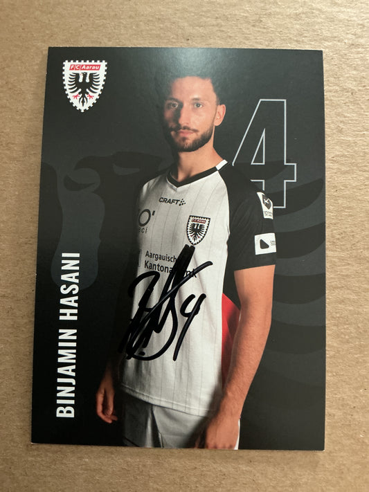 Binjamin Hasani, Switzerland 🇨🇭 FC Aarau 2024/25 hand signed