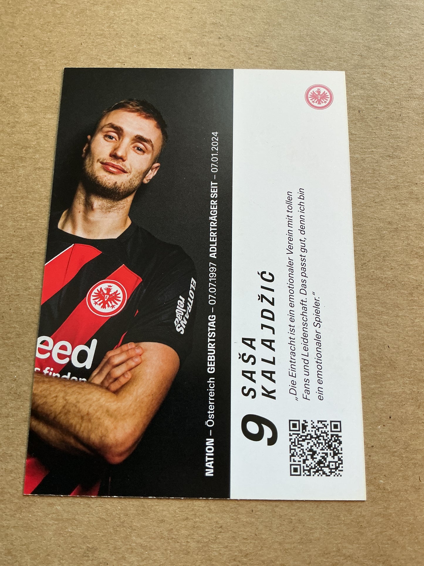 Sasa Kalajdzic, Austria 🇦🇹 Eintracht Frankfurt 2023/24 hand signed