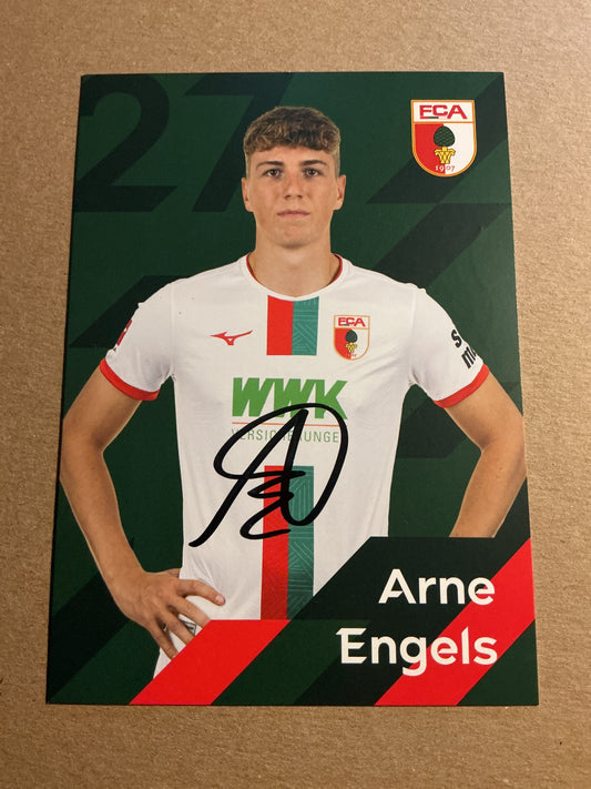Arne Engels, Belgium 🇧🇪 FC Augsburg 2023/24 hand signed