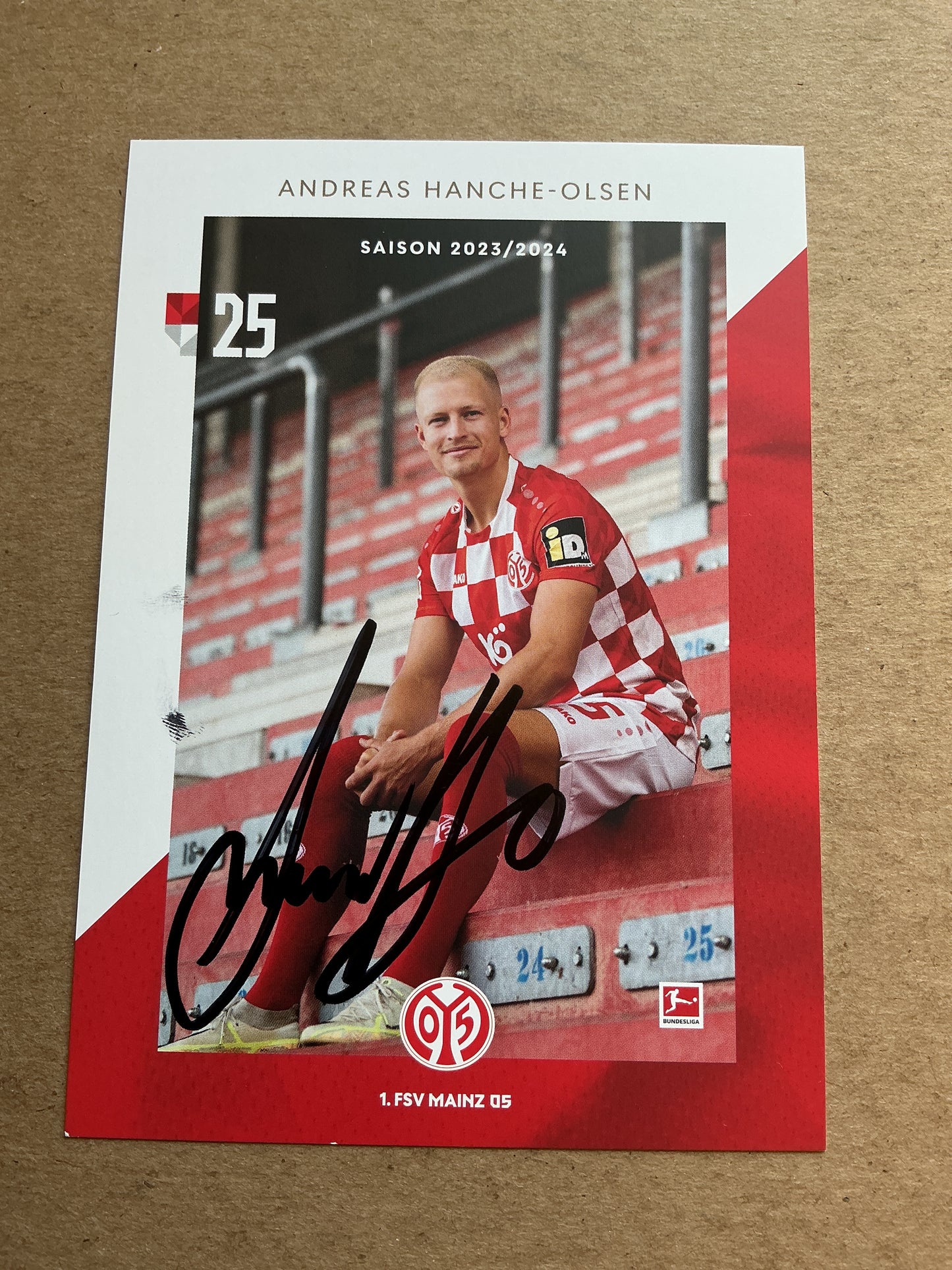 Andreas Hanche-Olsen, Norway 🇳🇴 FSV Mainz 05 2023/24 hand signed