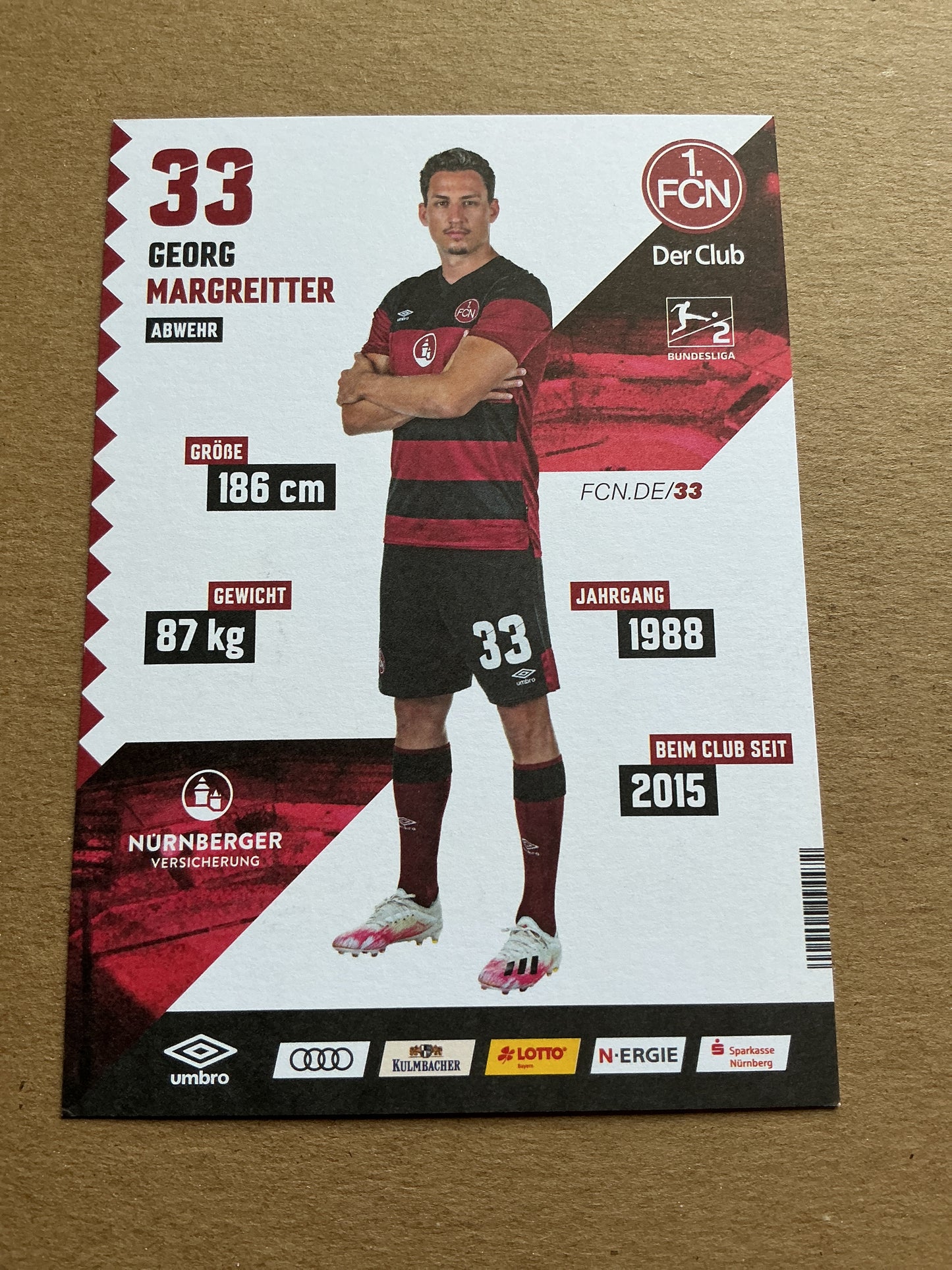 Georg Margreitter, Austria 🇦🇹 1.FC Nürnberg 2020/21 hand signed
