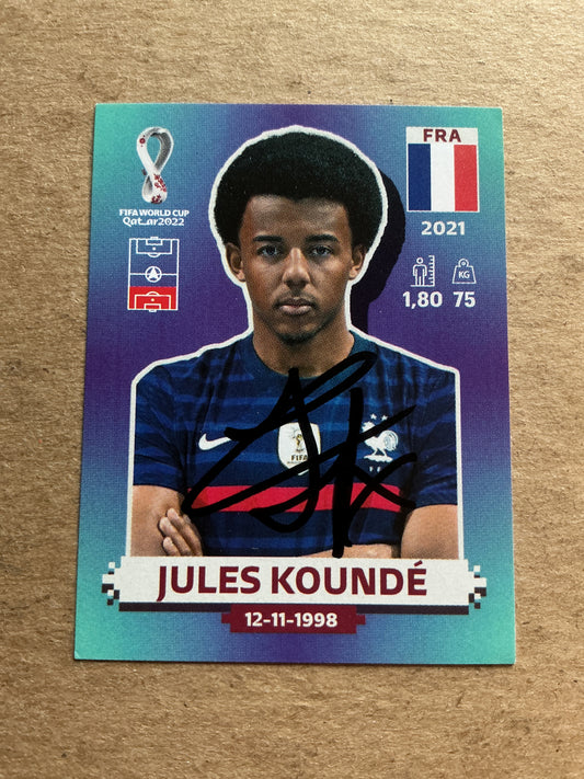 Jules Kounde, France 🇫🇷 FIFA World Cup 2022 Panini hand signed