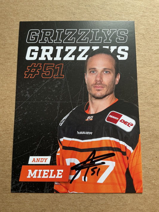Andy Miele, USA 🇺🇸 Grizzlys Wolfsburg 2024/25 hand signed
