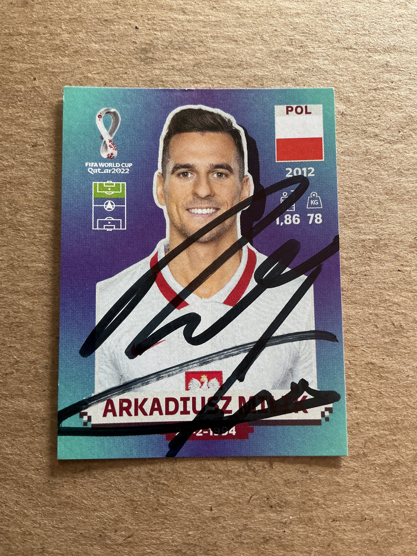 Arkadiusz Milik, Poland 🇵🇱 FIFA World Cup 2022 Panini hand signed