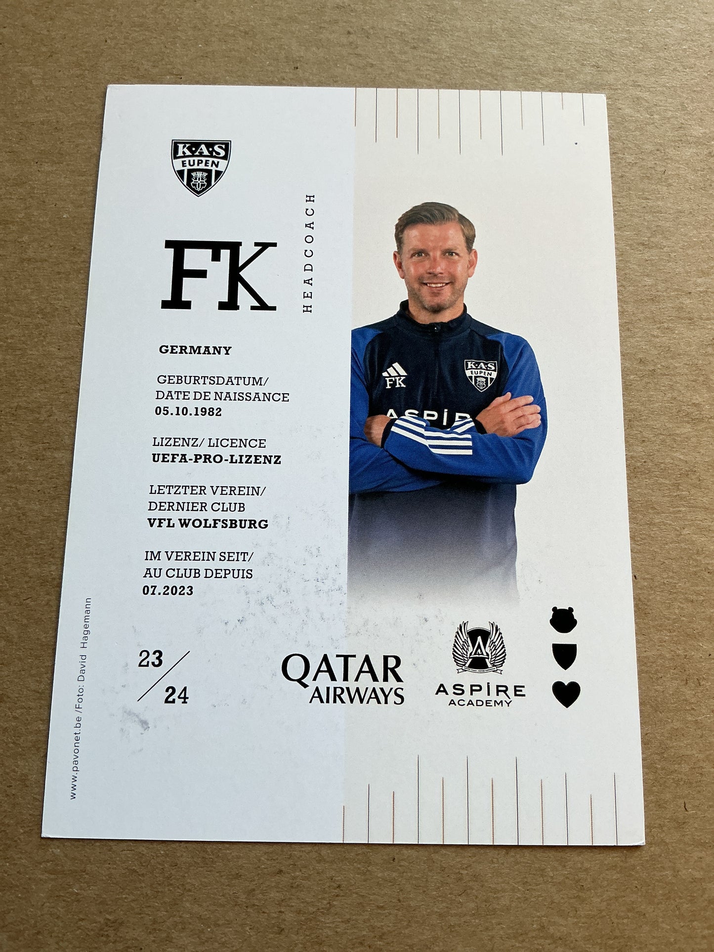 Florian Kohfeldt, Germany 🇩🇪 KAS Eupen 2023/24 hand signed