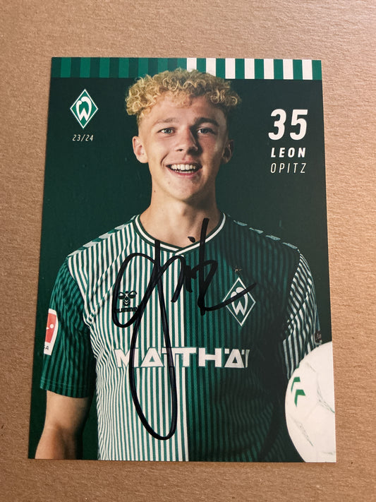 Leon Opitz, Germany 🇩🇪 SV Werder Bremen 2023/24 hand signed