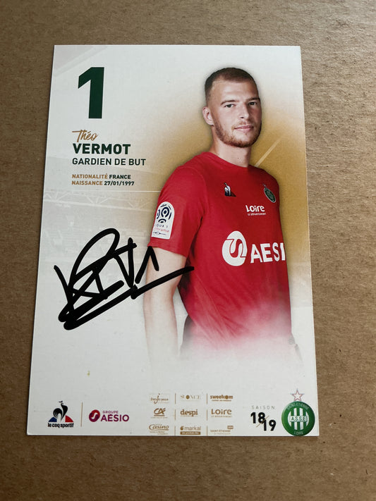 Theo Vermot, France 🇫🇷 AS Saint-Etienne 2018/19 hand signed