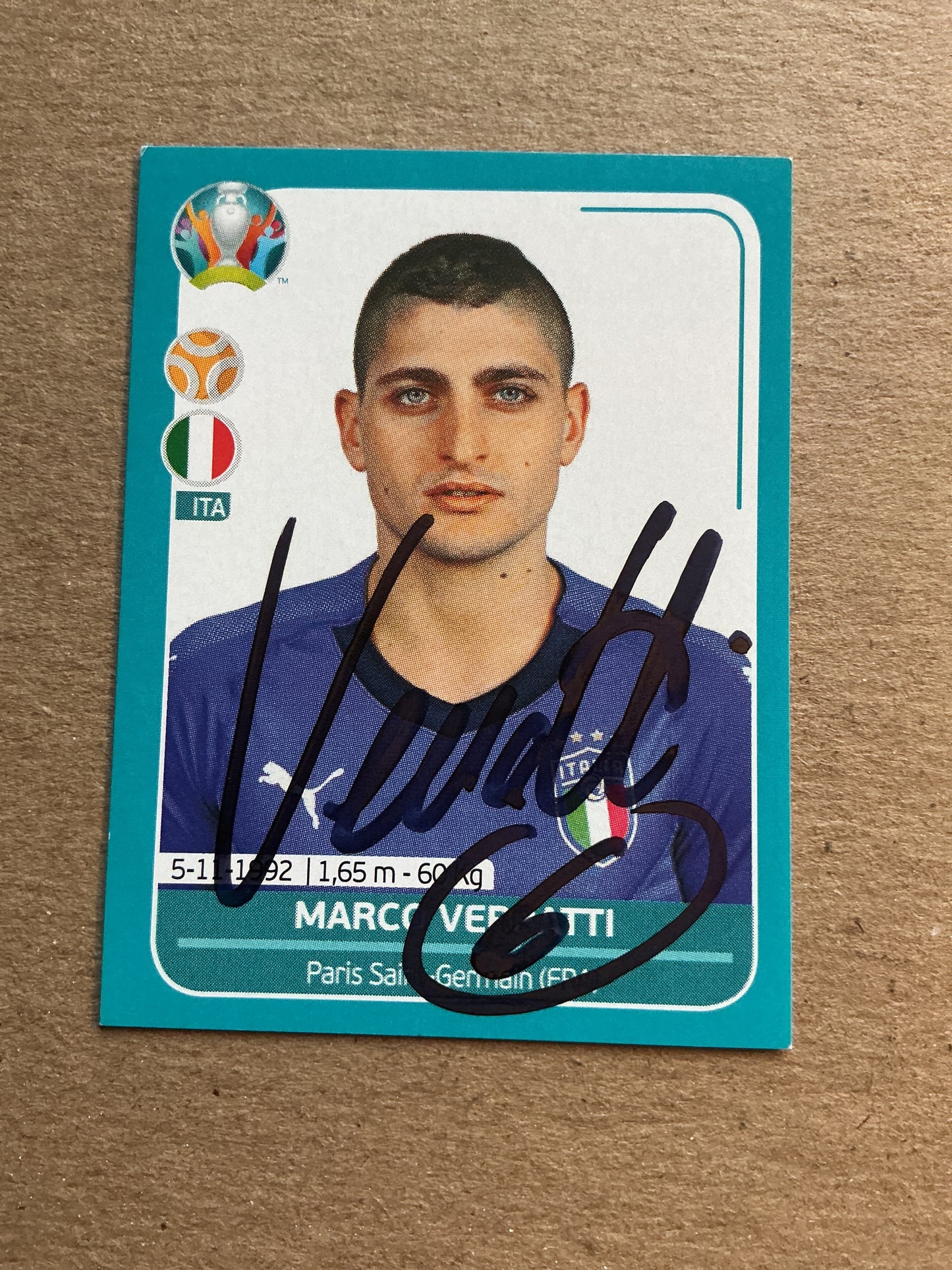 Marco Verratti, Italy 🇮🇹 UEFA Euro 2020 Panini hand signed