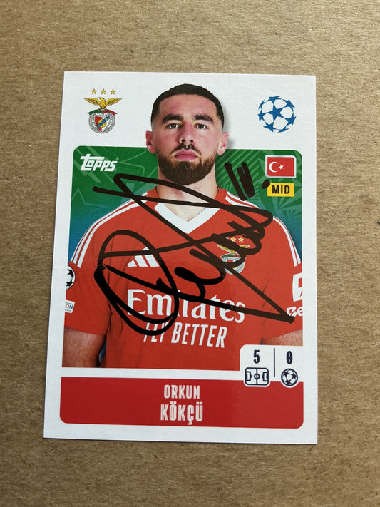 Orkun Kökcü, Türkiye 🇹🇷 SL Benfica 2024/25 Topps hand signed