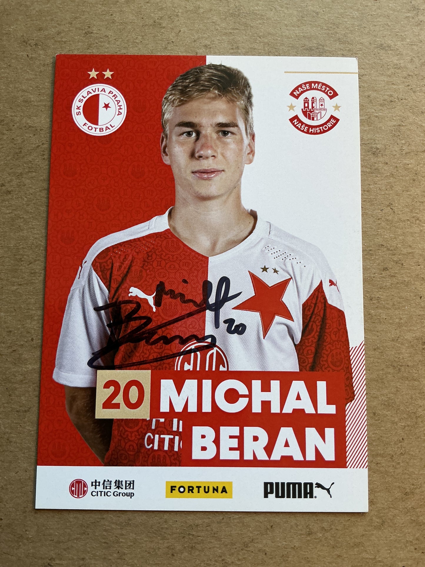 Michal Beran, Czech Republic 🇨🇿 SK Slavia Prague 2020/21 hand signed