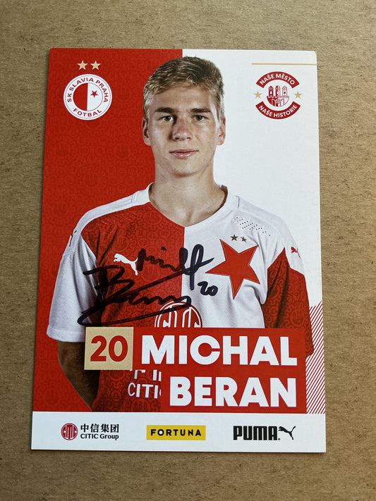 Michal Beran, Czech Republic 🇨🇿 SK Slavia Prague 2020/21 hand signed