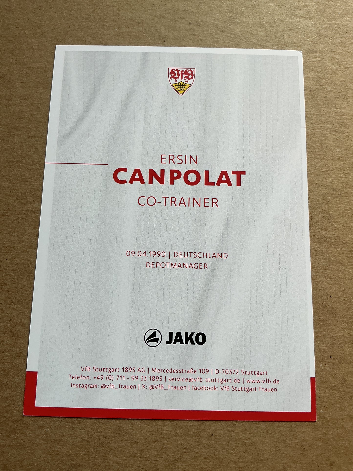 Ersin Canpolat, Germany 🇩🇪 VfB Stuttgart 2024/25 hand signed