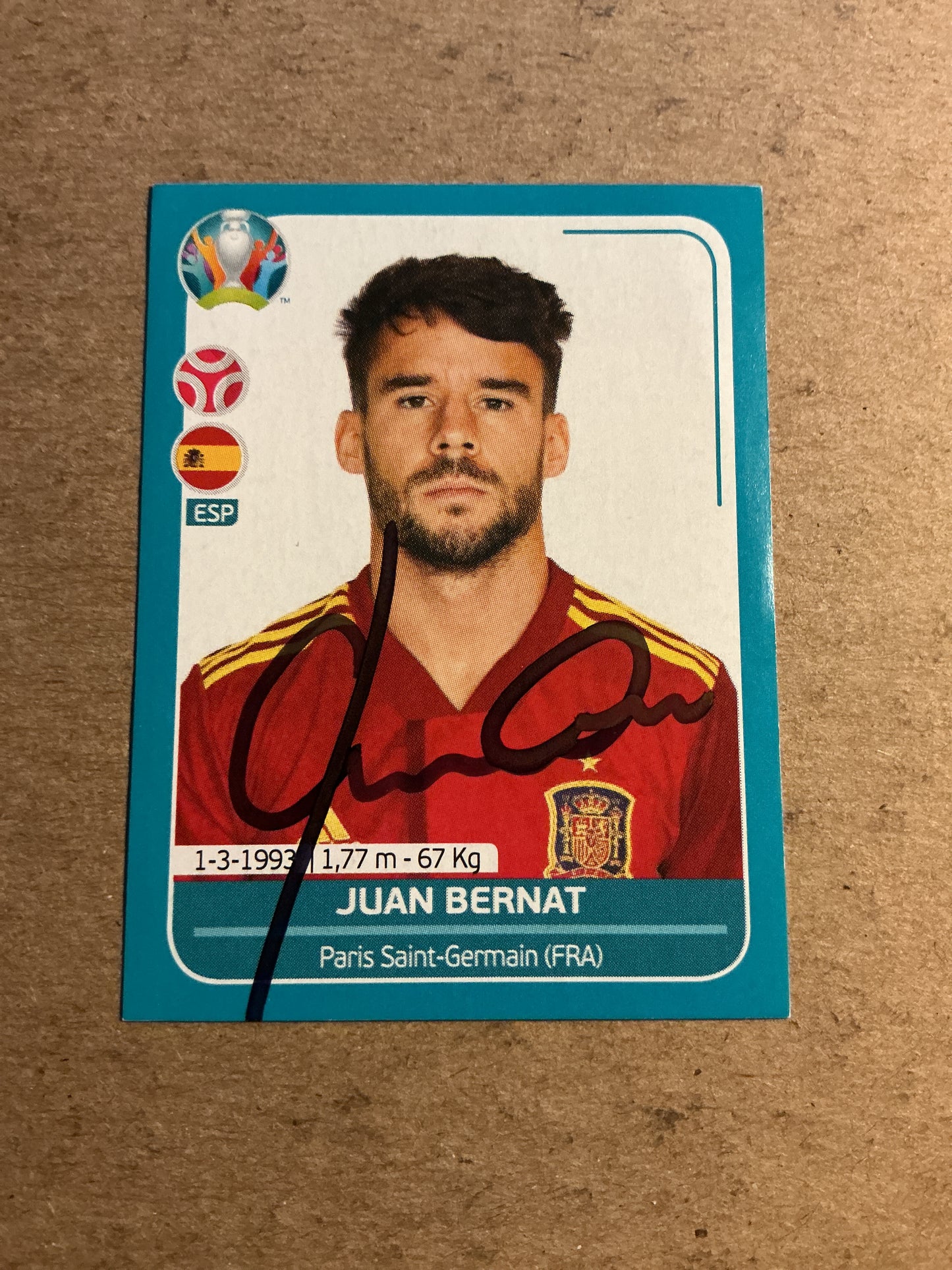 Juan Bernat, Spain 🇪🇸 UEFA Euro 2020 Panini hand signed