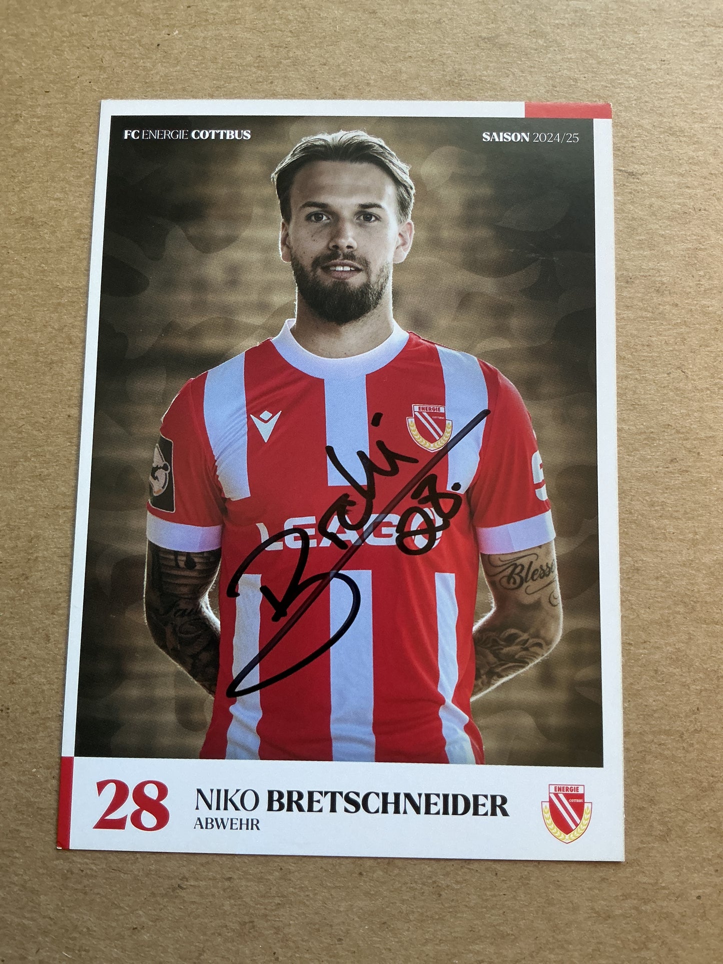 Niko Bretschneider, Germany 🇩🇪 FC Energie Cottbus 2024/25 hand signed