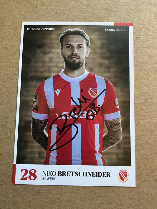 Niko Bretschneider, Germany 🇩🇪 FC Energie Cottbus 2024/25 hand signed