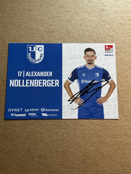 Alexander Nollenberger, Germany 🇩🇪 1.FC Magdeburg 2024/25 hand signed