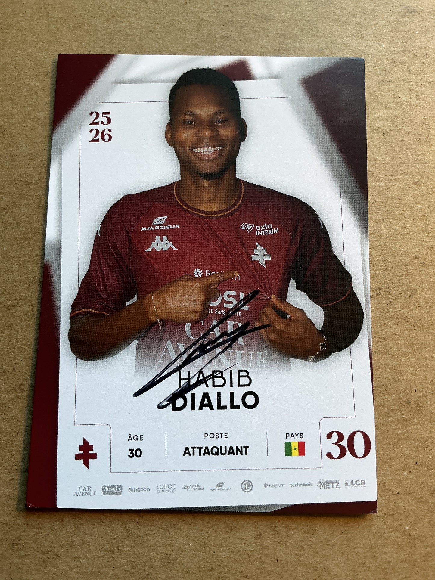 Habib Diallo, Senegal 🇸🇳 FC Metz 2025/26 hand signed