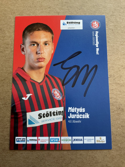 Mátyás Jurácsik, Hungary 🇭🇺 Wuppertaler SV 2021/22 hand signed