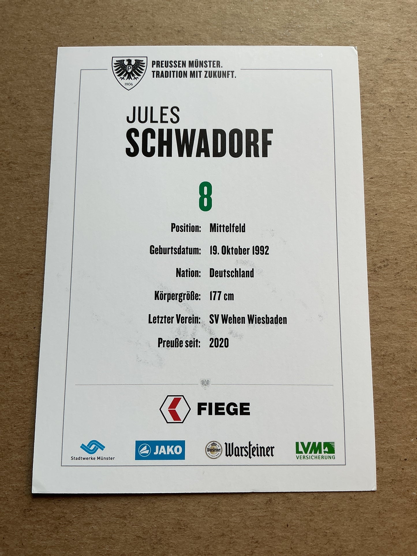 Jules Schwadorf, Germany 🇩🇪 Preussen Münster 2021/22 hand signed