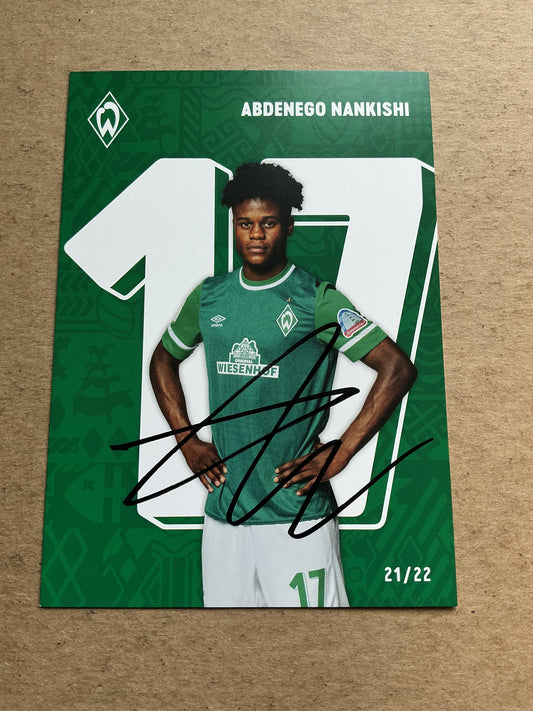 Abdenego Nankishi, Germany 🇩🇪 SV Werder Bremen 2021/22 hand signed