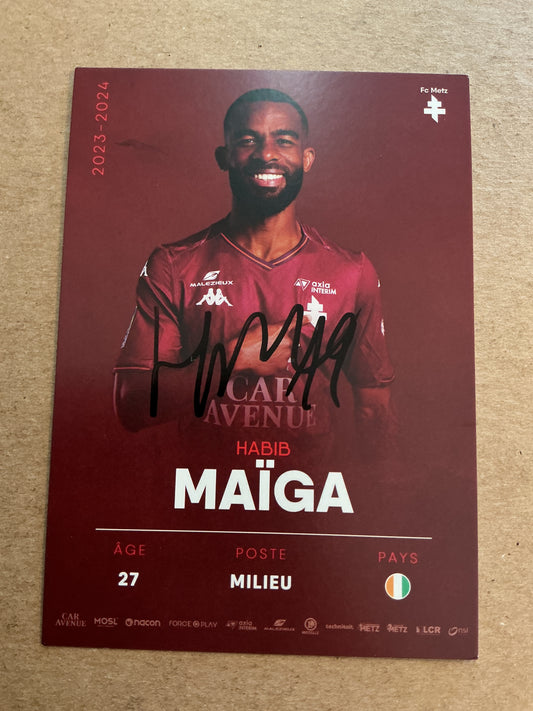 Habib Maiga, Ivory Coast 🇨🇮 FC Metz 2023/24 hand signed
