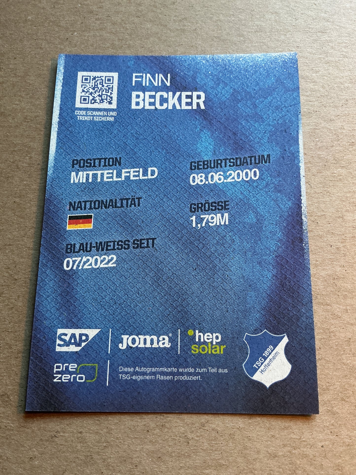 Finn Becker, Germany 🇩🇪 TSG 1899 Hoffenheim 2024/25 hand signed