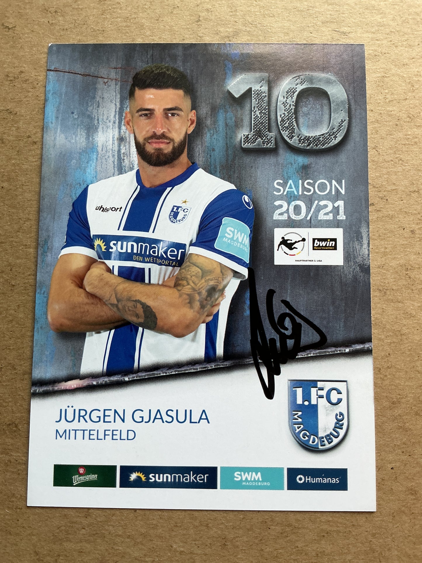 Jürgen Gjasula, Albania 🇦🇱 1.FC Magdeburg 2020/21 hand signed