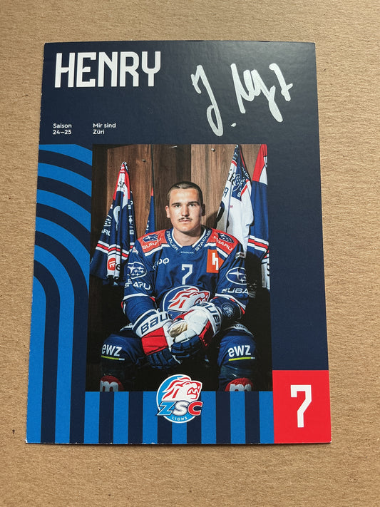 Joel Henry, Switzerland 🇨🇭 ZSC Lions 2024/25 hand signed