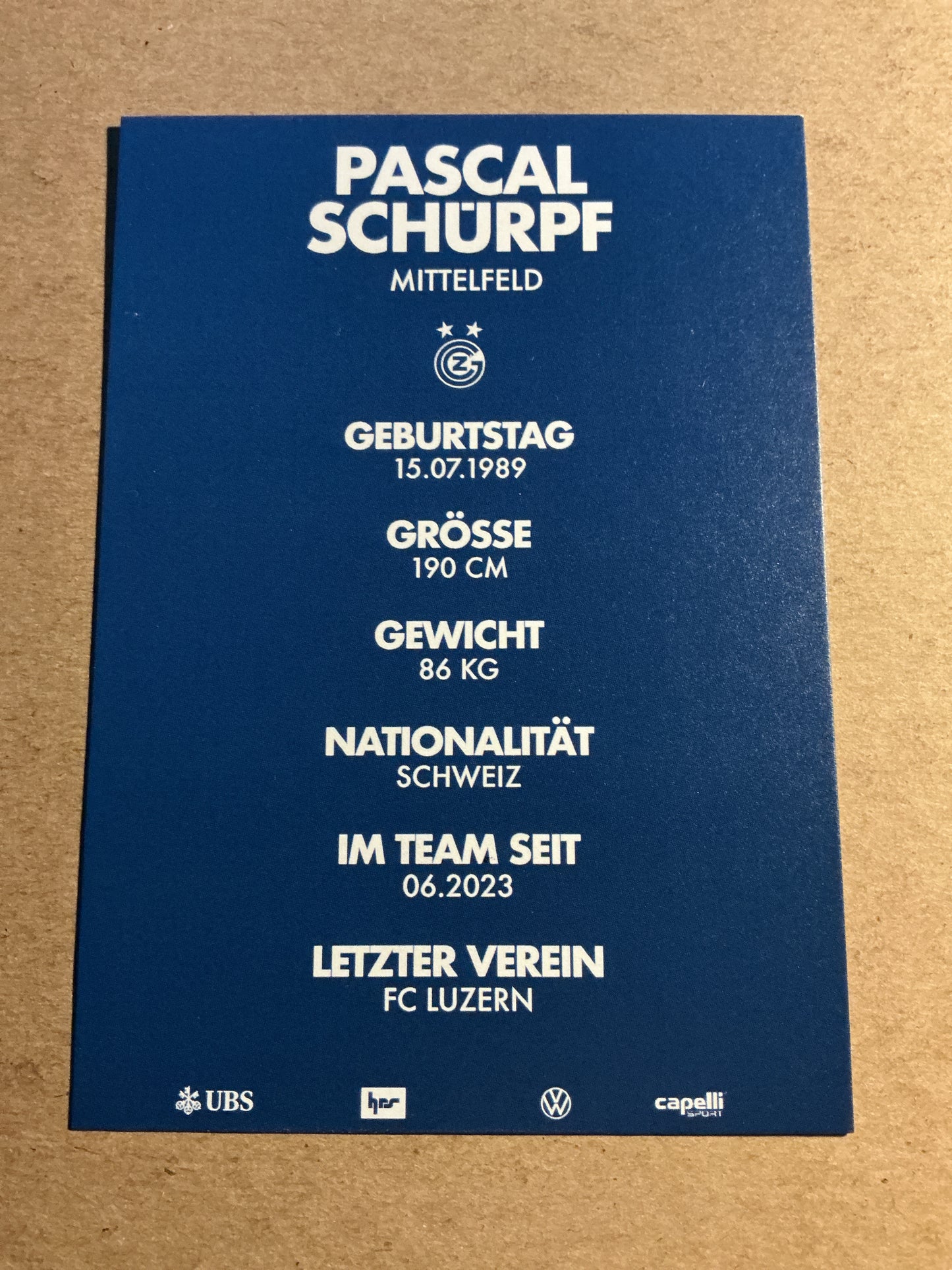 Pascal Schlürpf, Switzerland 🇨🇭 Grasshopper Zürich 2024/25 hand signed