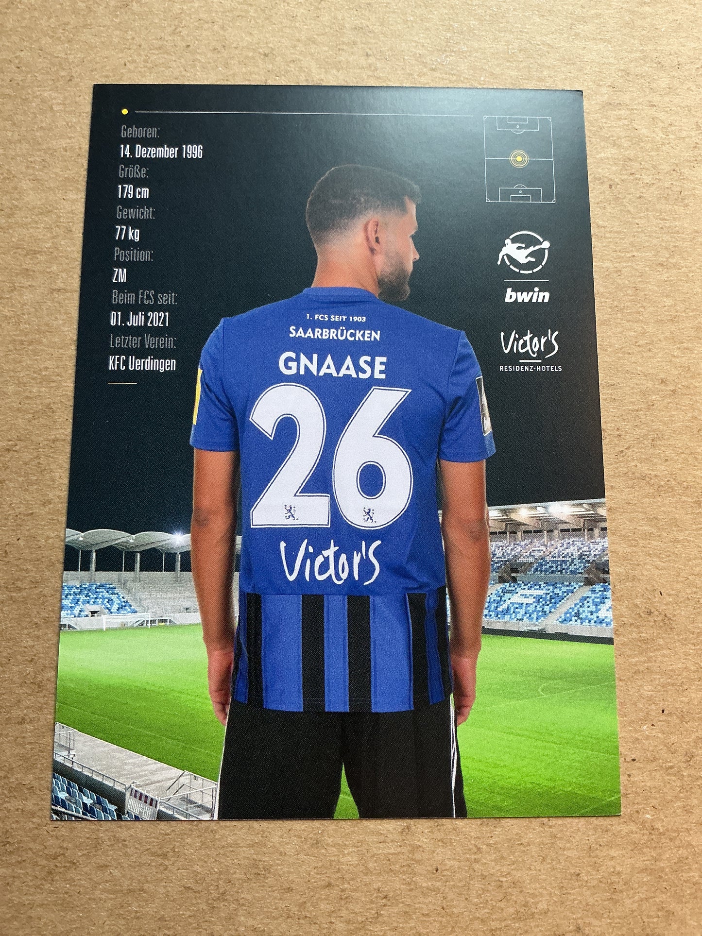 Dave Gnaase, Germany 🇩🇪 1.FC Saarbrücken 2021/22 hand signed