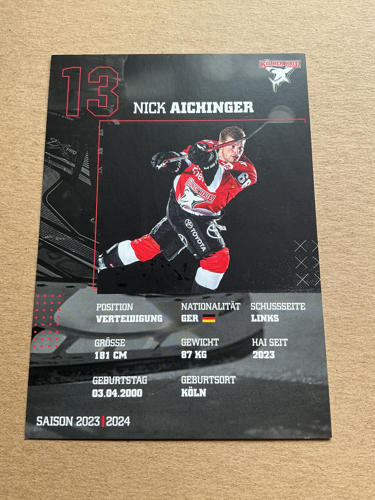 Nick Aichinger, Germany 🇩🇪 Kölner Haie 2023/24 hand signed