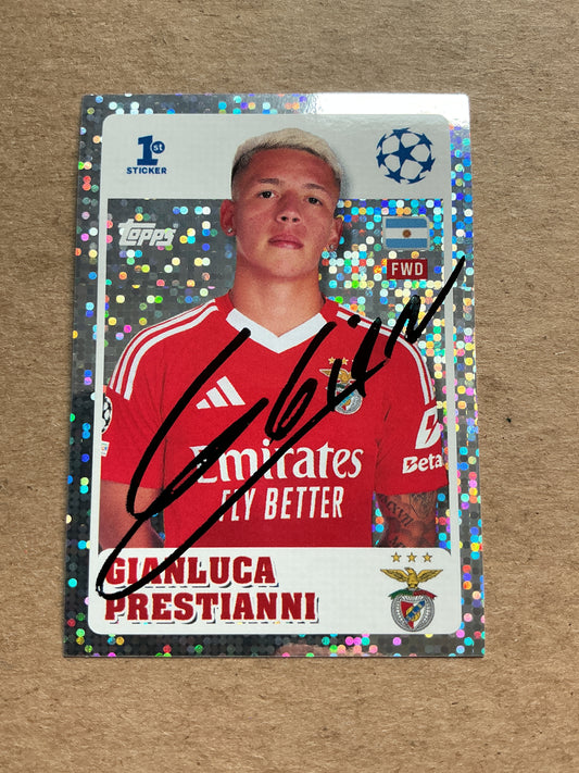 Gianluca Prestianni, Argentina 🇦🇷 SL Benfica 2024/25 Topps hand signed