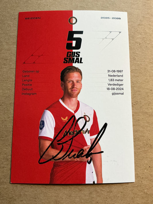 Gijs Smal, Netherlands 🇳🇱 Feyenoord Rotterdam 2025/26 hand signed