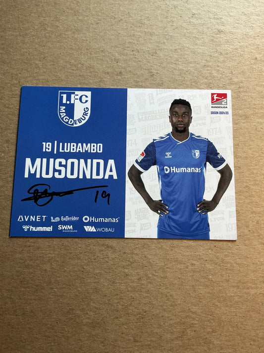 Lubambo Musonda, Zambia 🇿🇲 1.FC Magdeburg 2024/25 hand signed