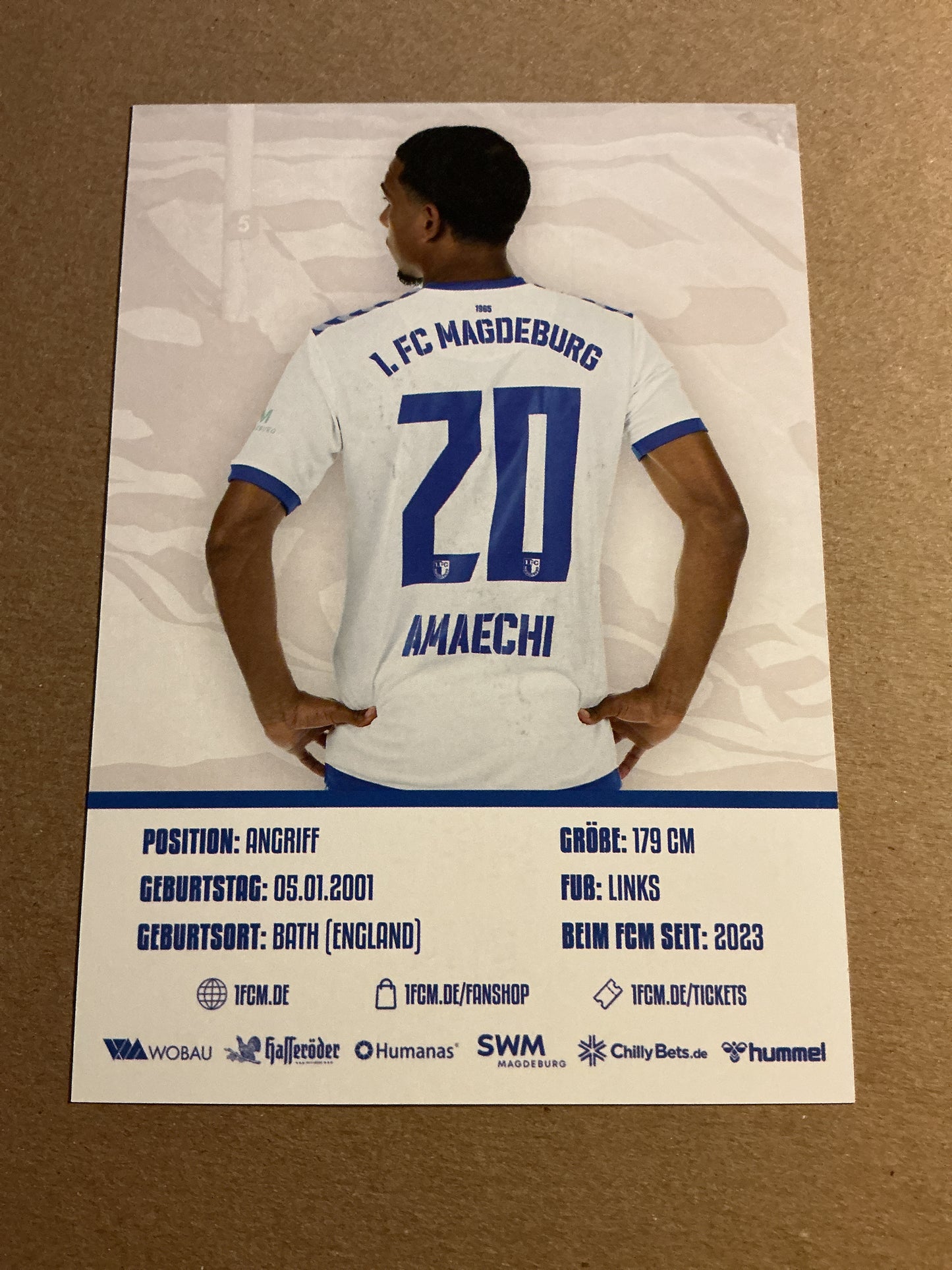Xavier Amaechi, England 🏴󠁧󠁢󠁥󠁮󠁧󠁿 1.FC Magdeburg 2023/24 hand signed
