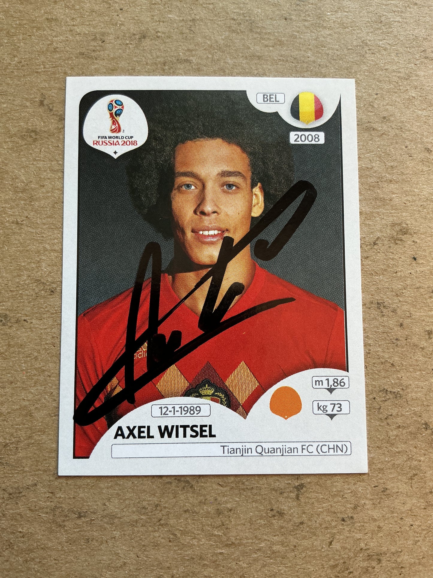 Axel Witsel, Belgium 🇧🇪 FIFA World Cup 2018 Panini hand signed