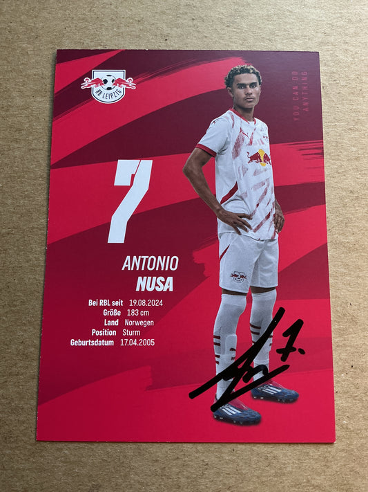 Antonio Nusa, Norway 🇳🇴 RB Leipzig 2024/25 hand signed