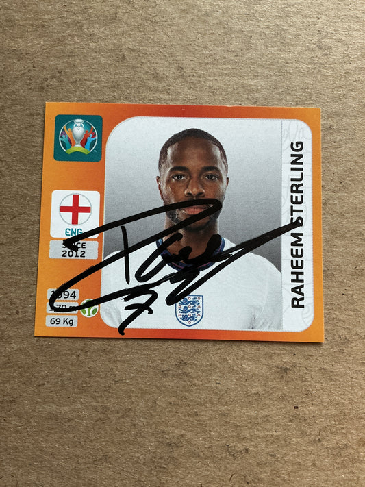 Raheem Sterling, England 🏴󠁧󠁢󠁥󠁮󠁧󠁿 UEFA Euro 2020 Panini hand signed