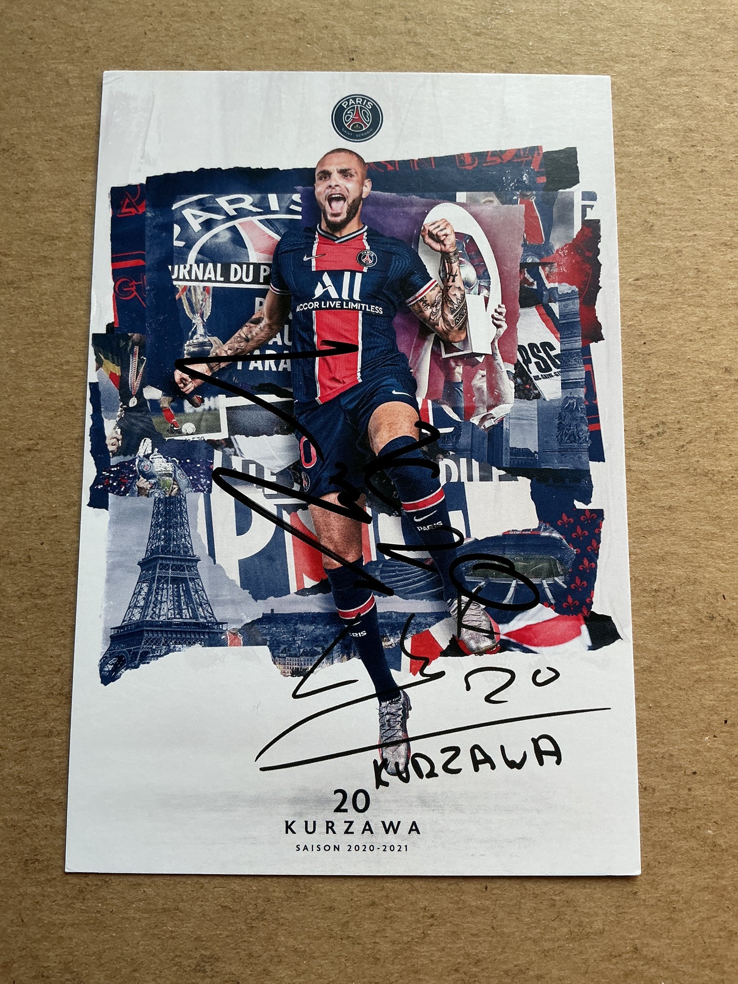 Layvin Kurzawa, France 🇫🇷 Paris Saint-Germain 2020/21 hand signed