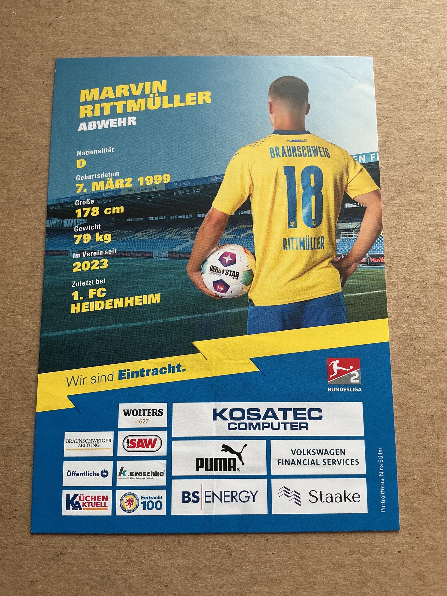 Marvin Rittmüller, Germany 🇩🇪 Eintracht Braunschweig 2023/24 hand signed