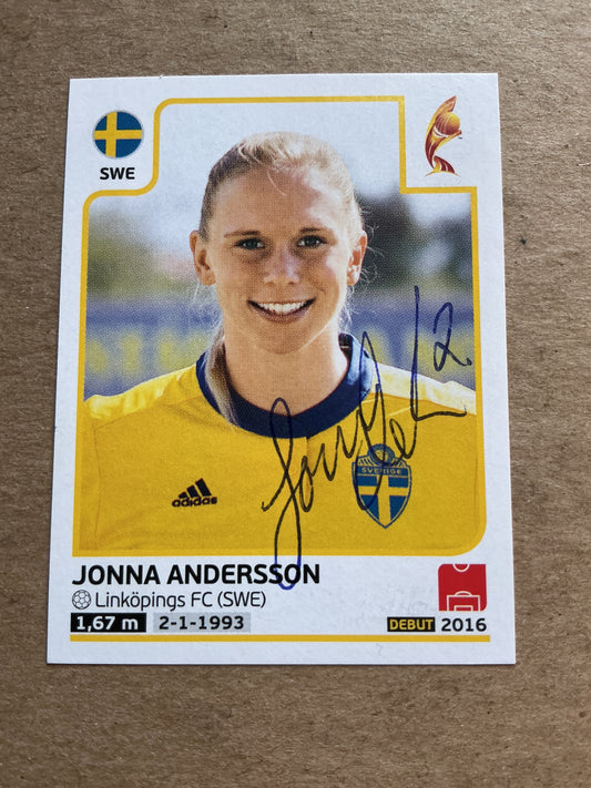 Jonna Andersson, Sweden 🇸🇪 FIFA Women’s Euro Cup 2017 Panini hand signed