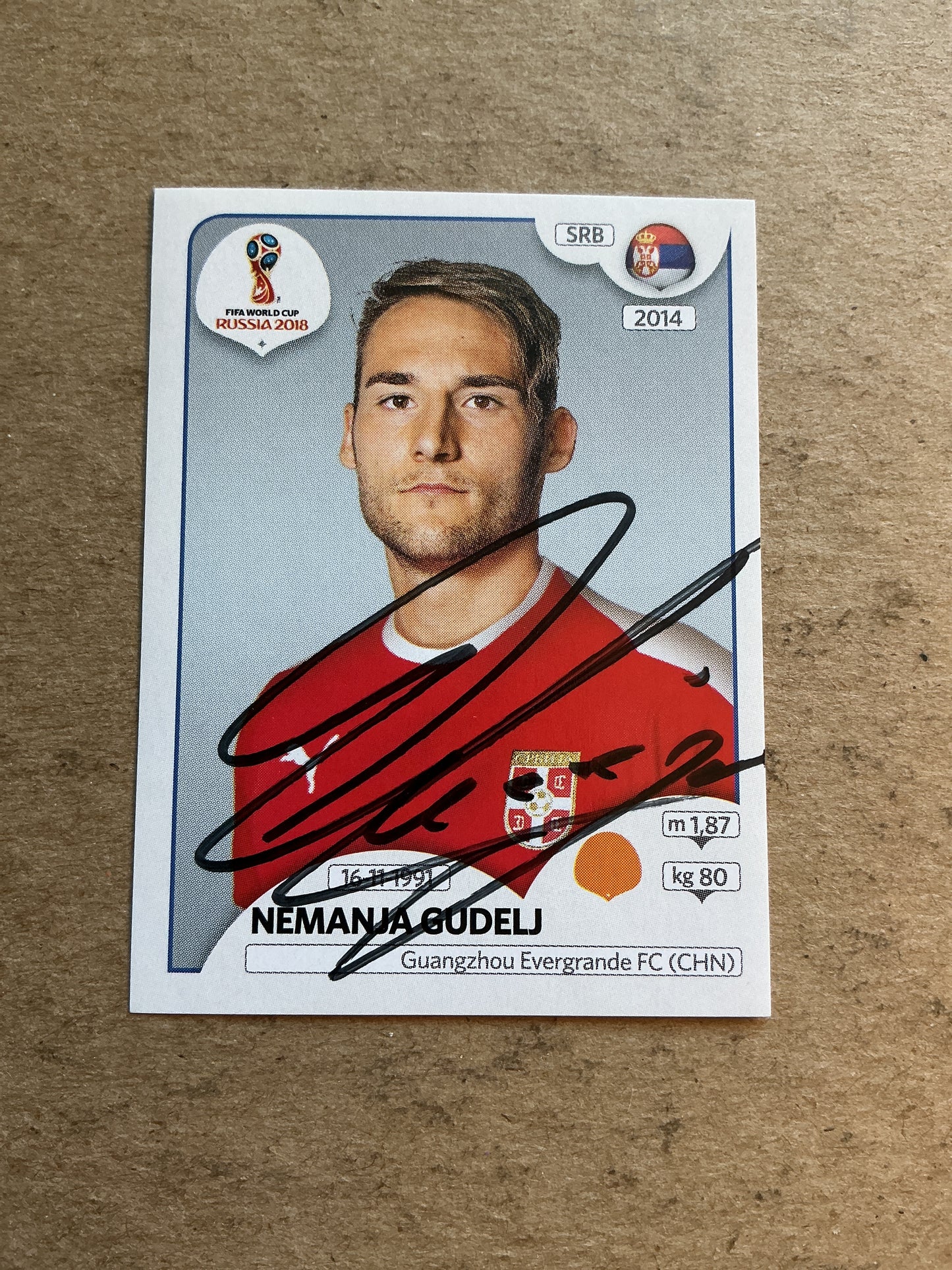 Nemanja Gudelj, Serbia 🇷🇸 FIFA World Cup 2018 Panini hand signed