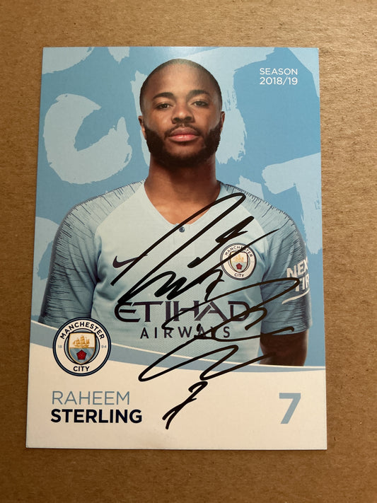 Raheem Sterling, England 🏴󠁧󠁢󠁥󠁮󠁧󠁿 Manchester City 2018/19 hand signed