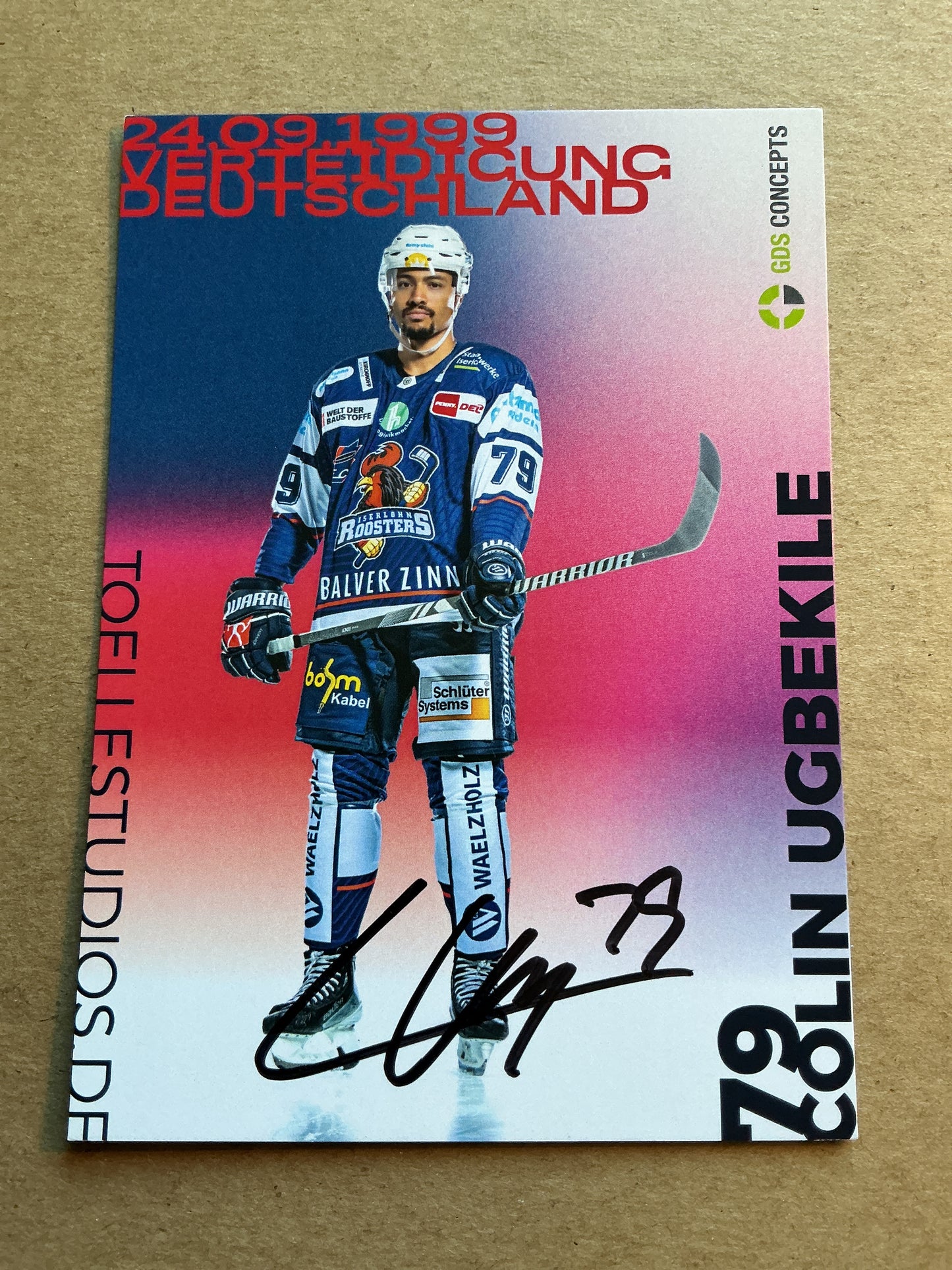 Colin Ugbekile, Germany 🇩🇪 Iserlohn Roosters 2024/25 hand signed