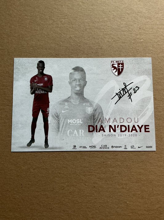 Amadou Dia N’Diaye, Senegal 🇸🇳 FC Metz 2019/20 hand signed