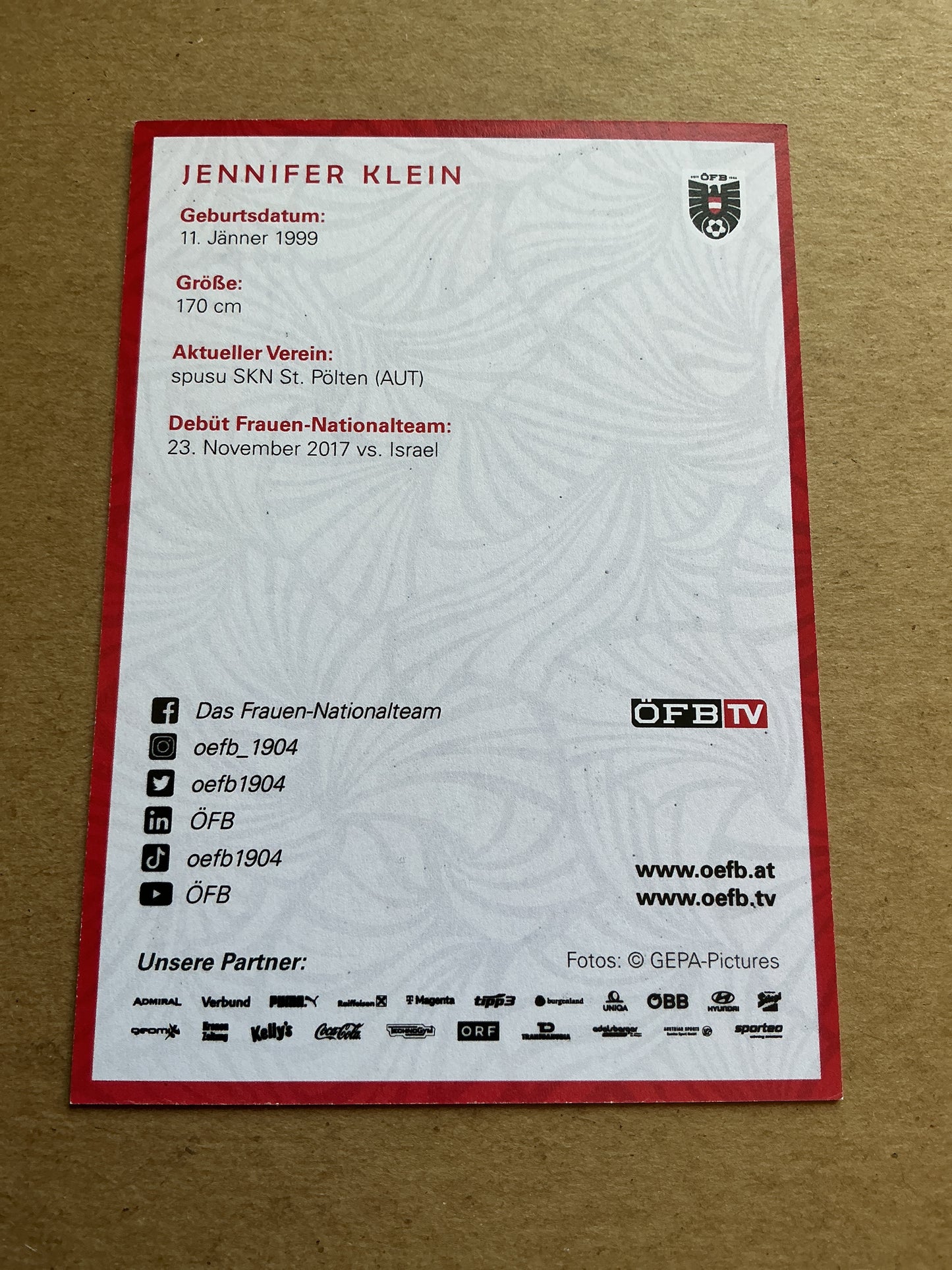 Jennifer Klein, Austria 🇦🇹 2024 SKN St.Pölten hand signed