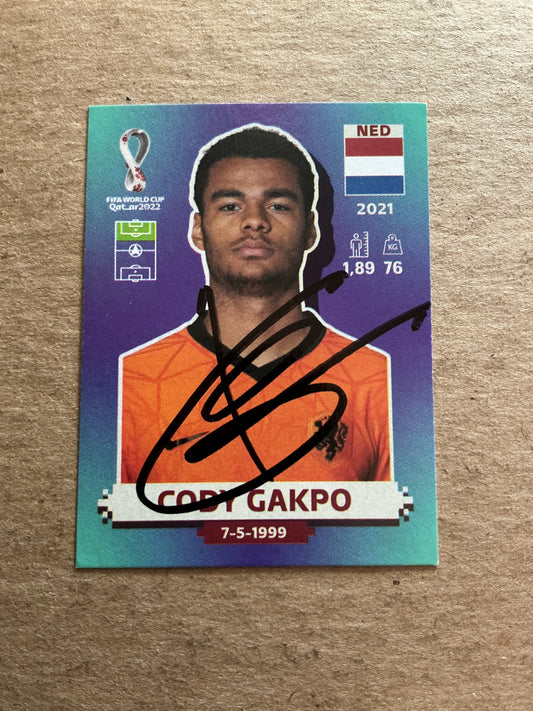 Cody Gakpo, Netherlands 🇳🇱 FIFA World Cup 2022 Panini hand signed