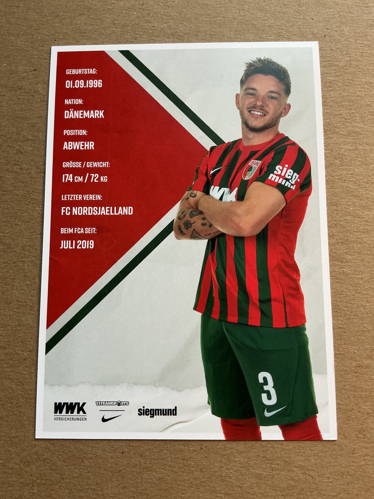 Mads Pedersen, Denmark 🇩🇰 FC Augsburg 2021/22 hand signed