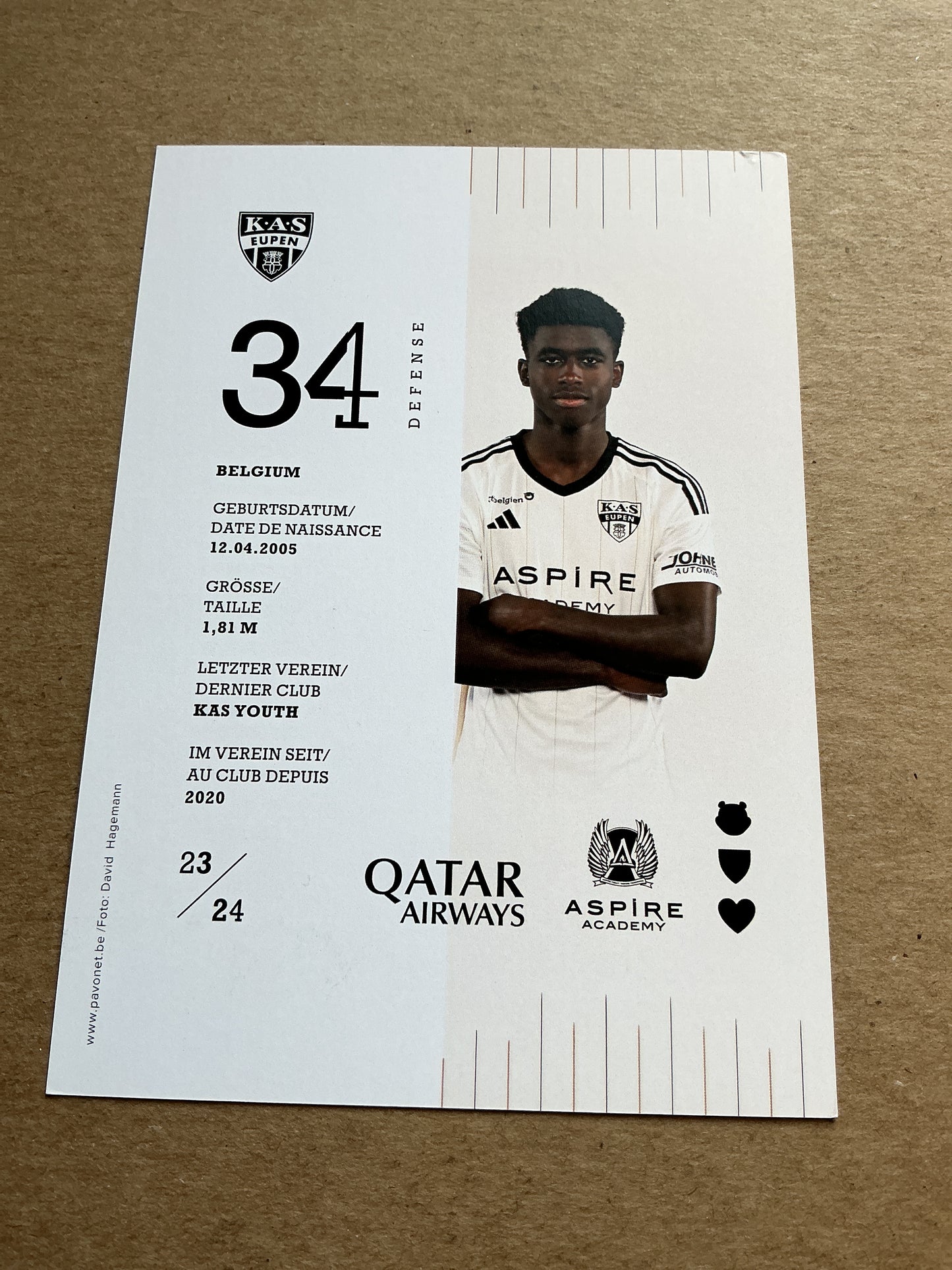 Lorenzo Youndje, Belgium 🇧🇪 KAS Eupen 2023/24 hand signed