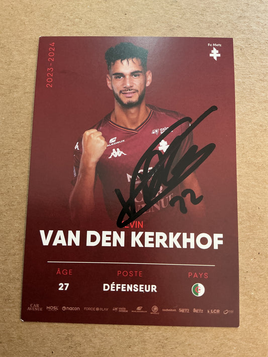 Kevin van den Kerkhof, Algeria 🇩🇿 FC Metz 2023/24 hand signed